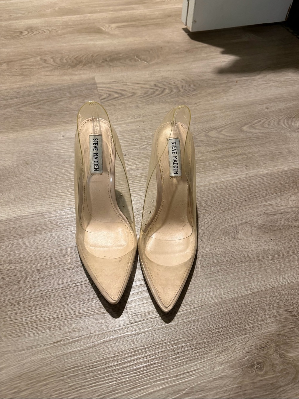 Steve Madden Beige Nude Pointed-Toe Clear Pumps